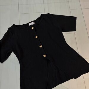 Black Shirt with Gold Heart Buttons